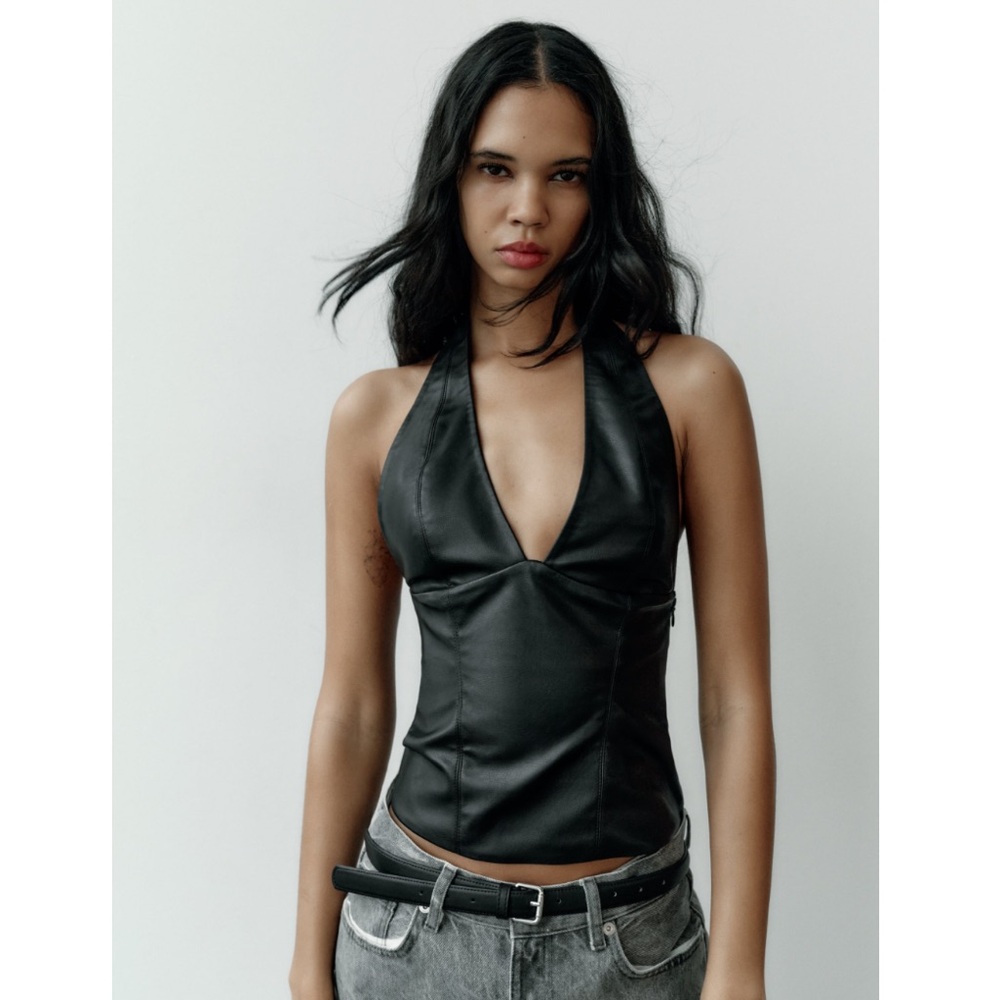ZARA faux leather halter top